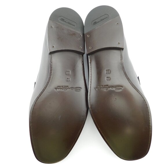 New SANTONI Brown Leather Slip-on Penny Loafers 10 EE main image 6
